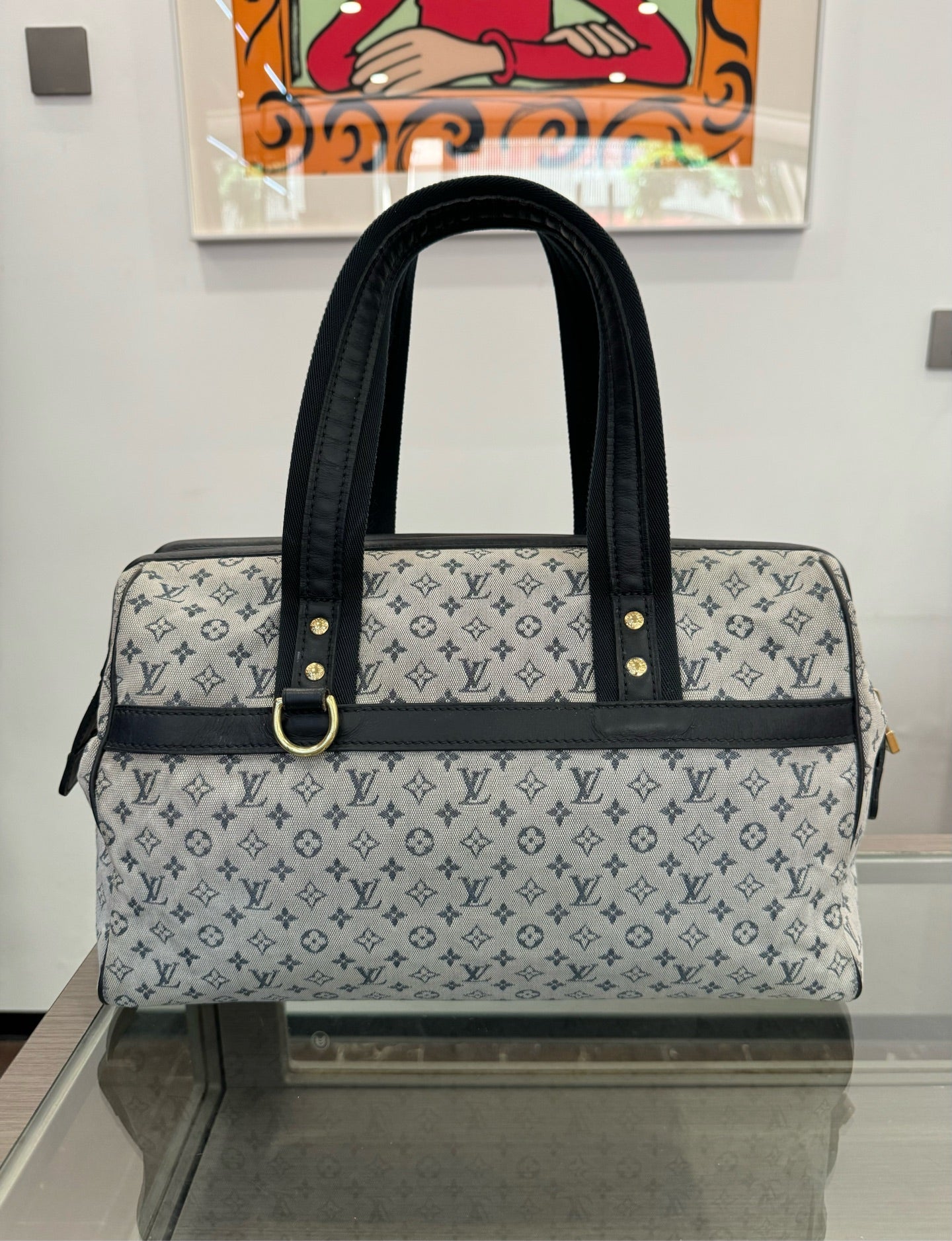 Louis Vuitton - Monogram Denim Boston Bag - Denim with leather trim - Blue - (small)