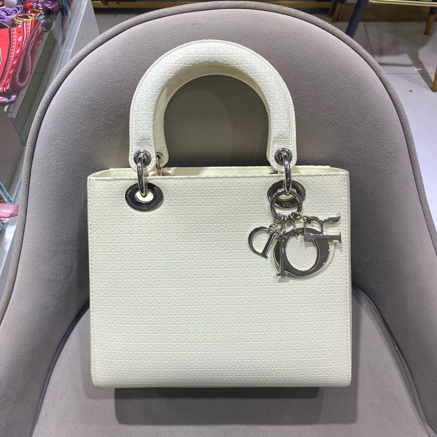 Dior - Lady Dior 5-block - Patent leather - White - (Medium)