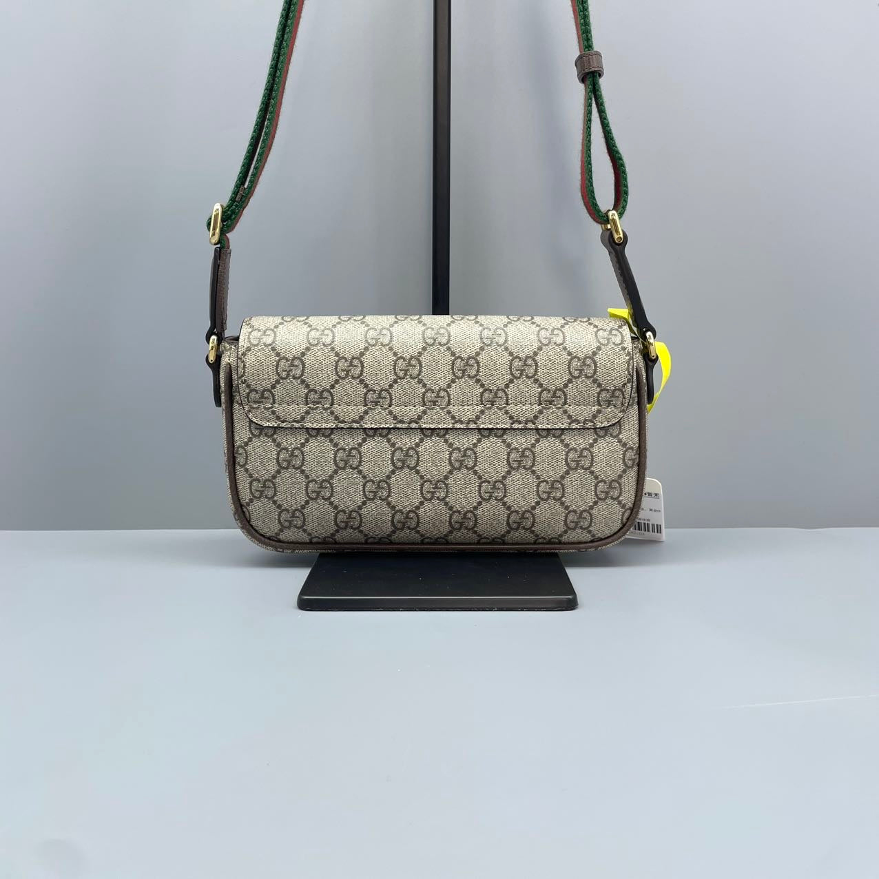 Gucci - Ophidia GG Supreme Envelope Bag - GG Supreme coated canvas with leather trim - Beige and Ebony with Red and Green Web - (mini)