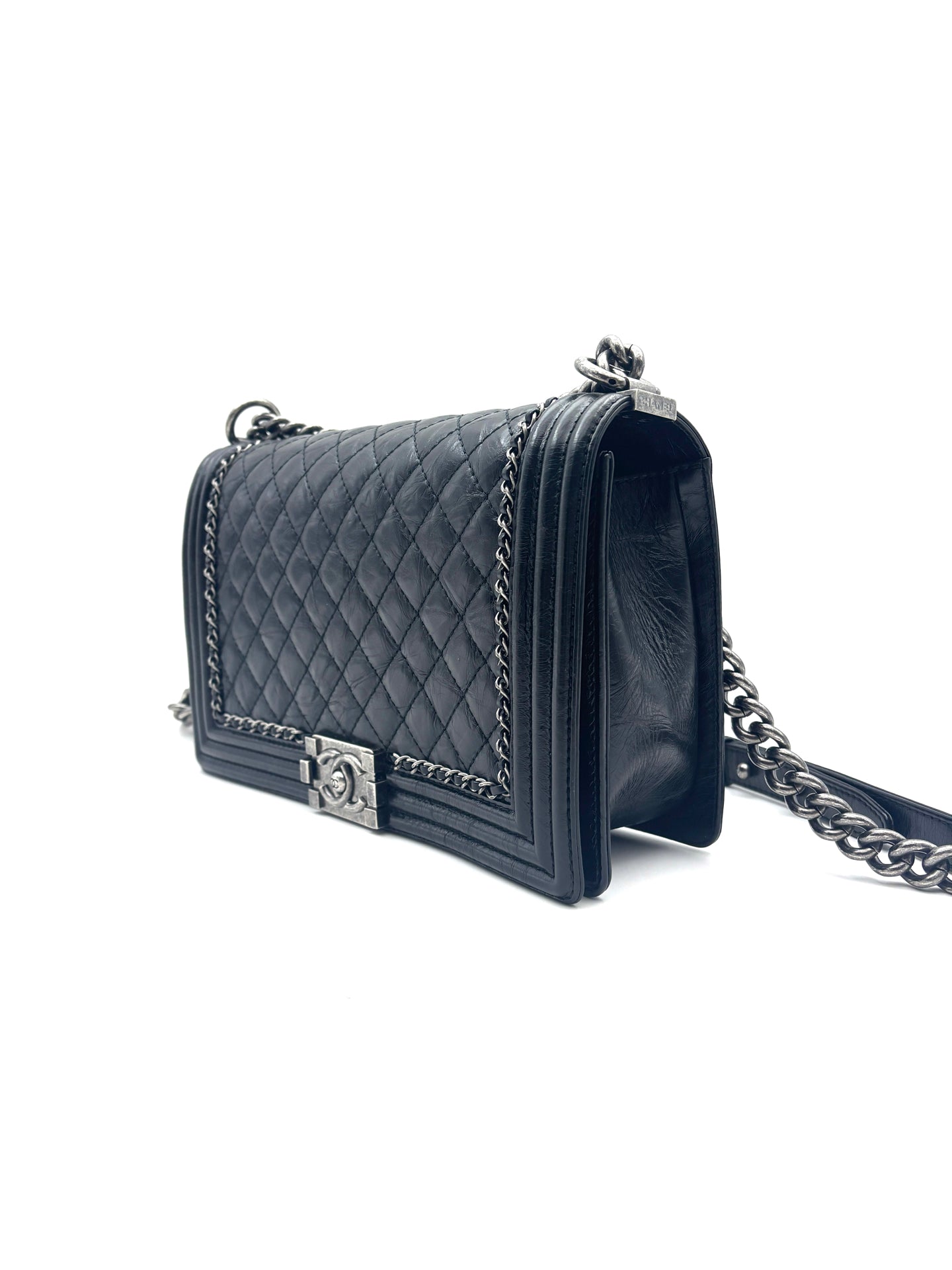 Chanel - Boy Bag - Aged calfskin leather - Black - (Medium)