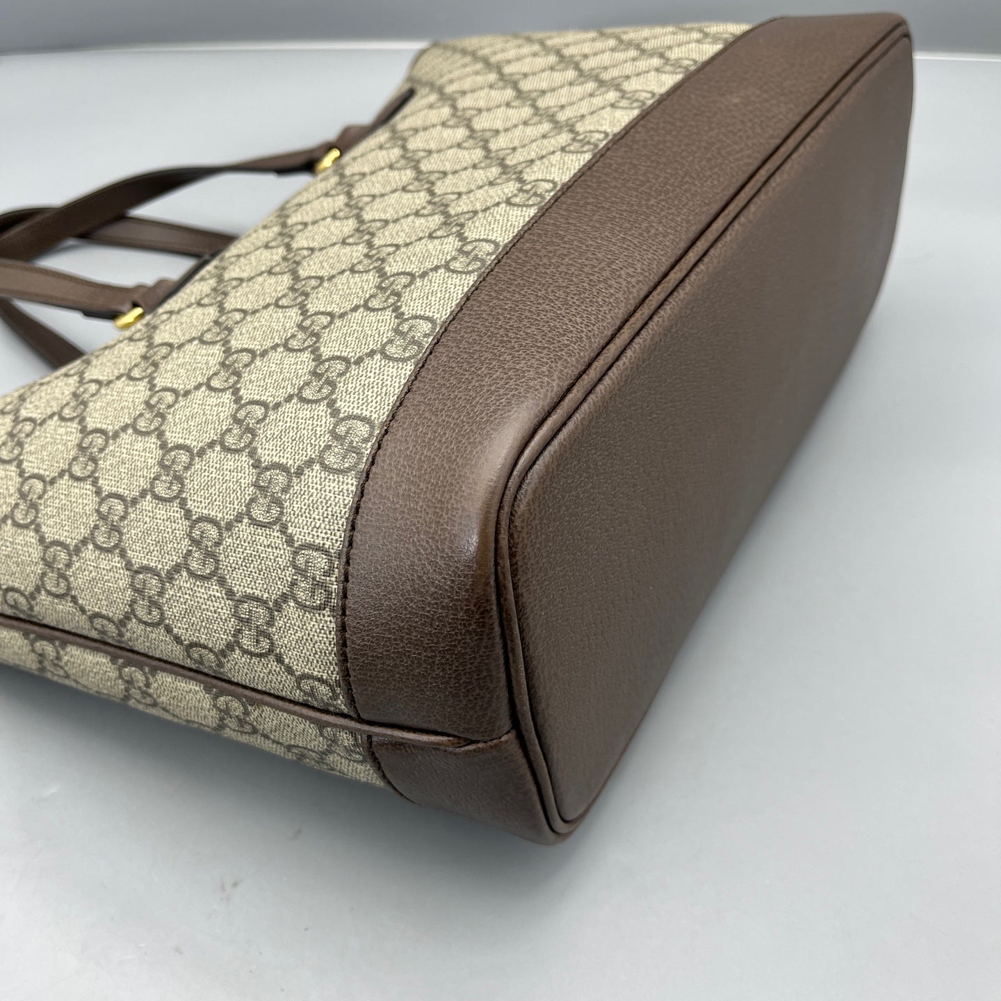Gucci - GG Supreme Tote Bag - Coated canvas with leather trim - Brown - (Medium)