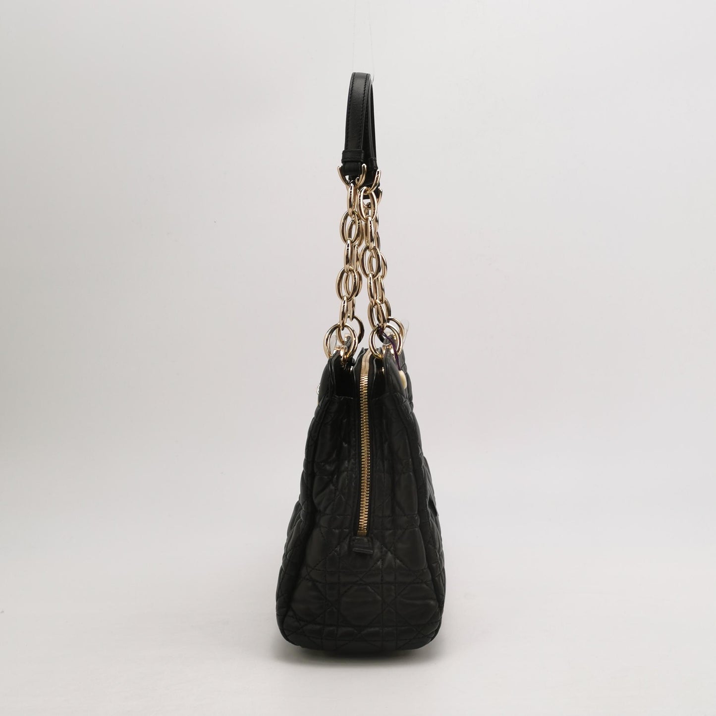 Dior - Lady Dior Tote - Grained calfskin leather - Black with Gold-Tone Hardware - (Medium)