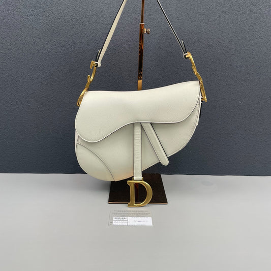 Dior - Saddle Bag - Grained calfskin leather - White - (Medium)