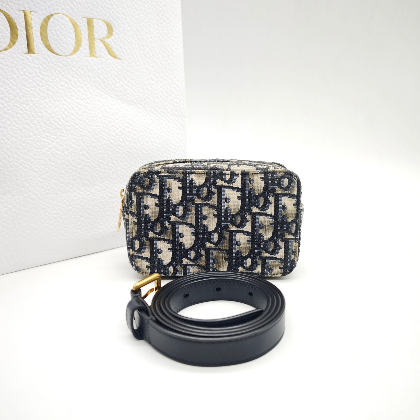 Dior - Oblique Canvas Belt Pouch - Cloth - Blue - (mini)