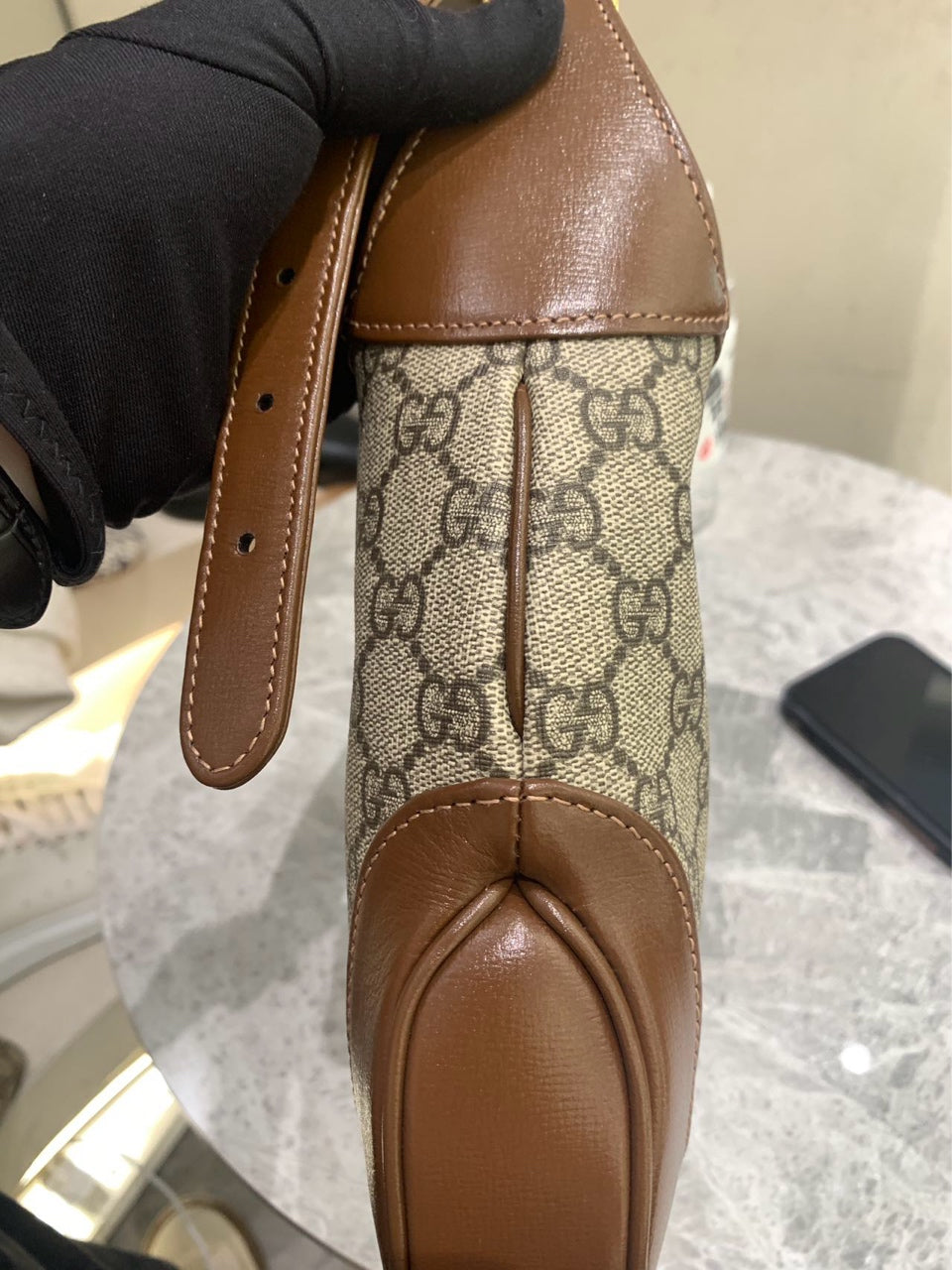 Gucci - Jackie 1961 - GG Supreme canvas with leather trim - Beige with brown accents and green/red web - (small)