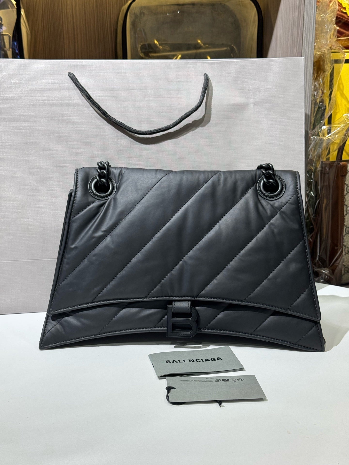 Balenciaga - Crush Medium Shoulder Bag - Padded polyamide with a unique leather-like finish - Black - (medium)