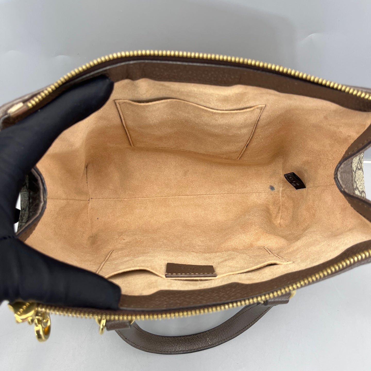 Gucci - Ophidia GG Supreme Small Top Handle Bag - GG Supreme coated canvas with grained leather trim - Brown - (small)