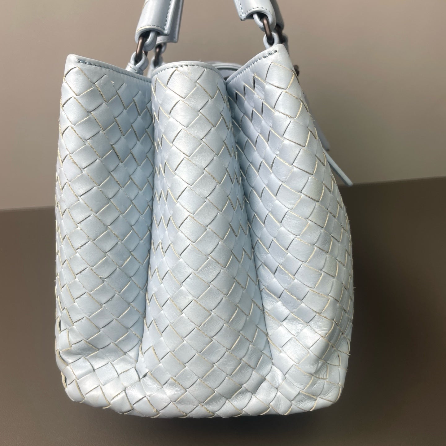 Bottega Veneta - Roman Woven Handbag - Leather - Light Blue - (medium)