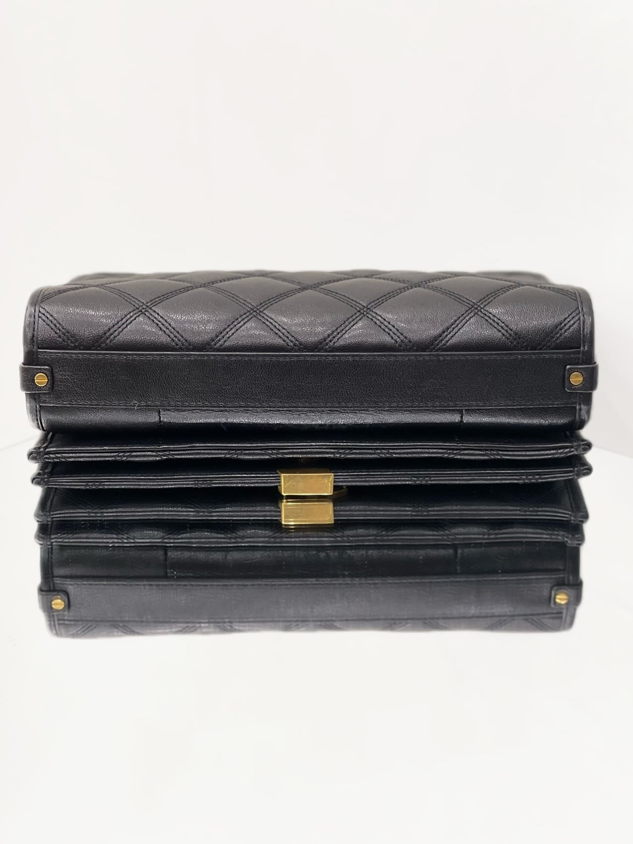 Saint Laurent - Becky Flap Bag - Pebbled calfskin leather - Black - (Medium)
