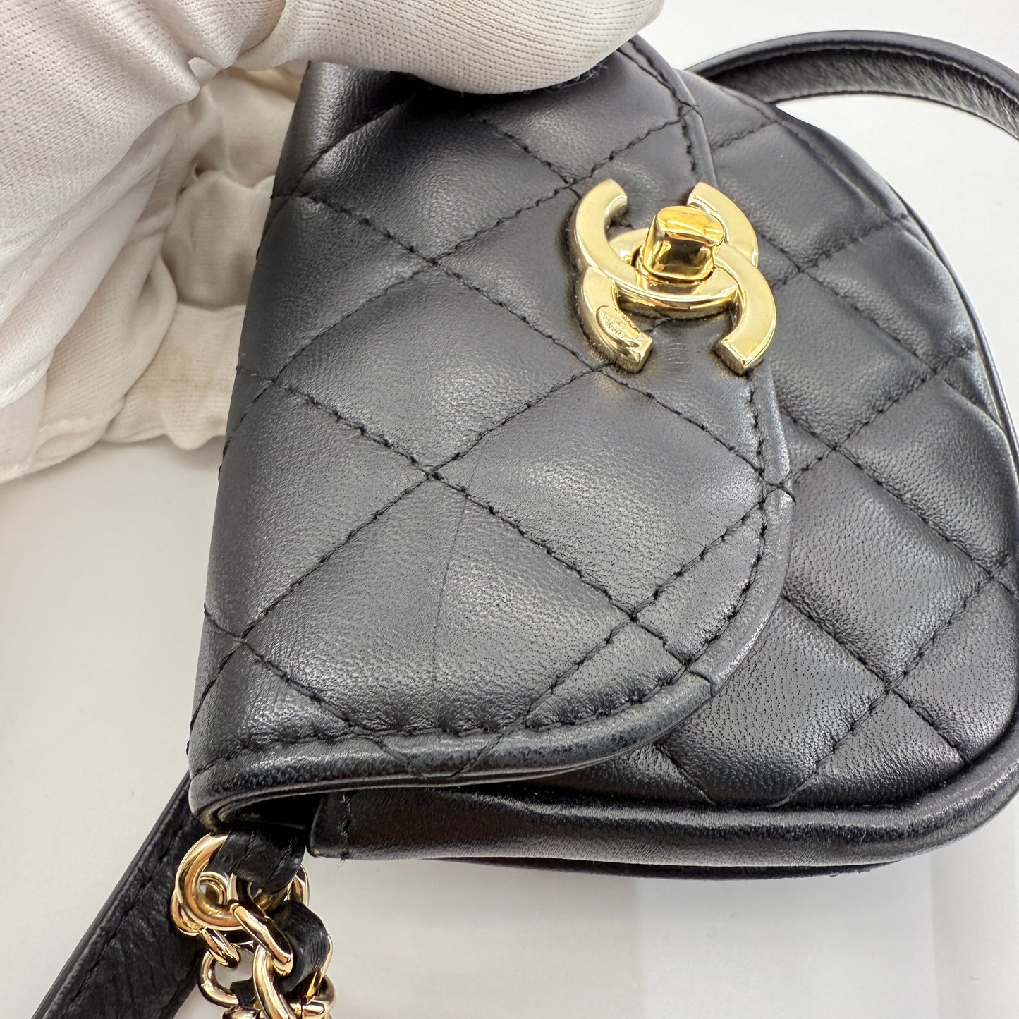 Chanel - Gemini Belt Bag - Lambskin leather and Tweed - Black and White - (Mini)