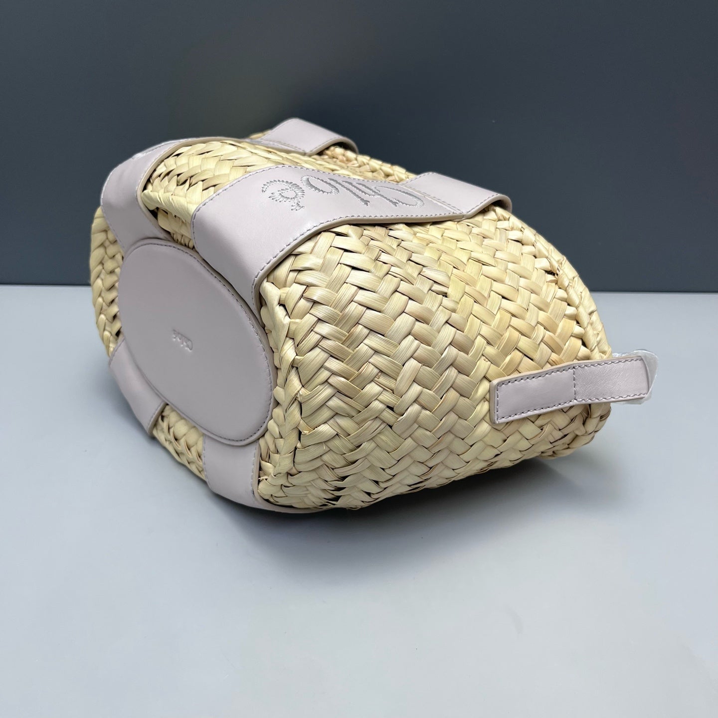 Chloe - Sense Basket Bag - Wicker and Leather - Beige with Light Purple Accents - (mini)