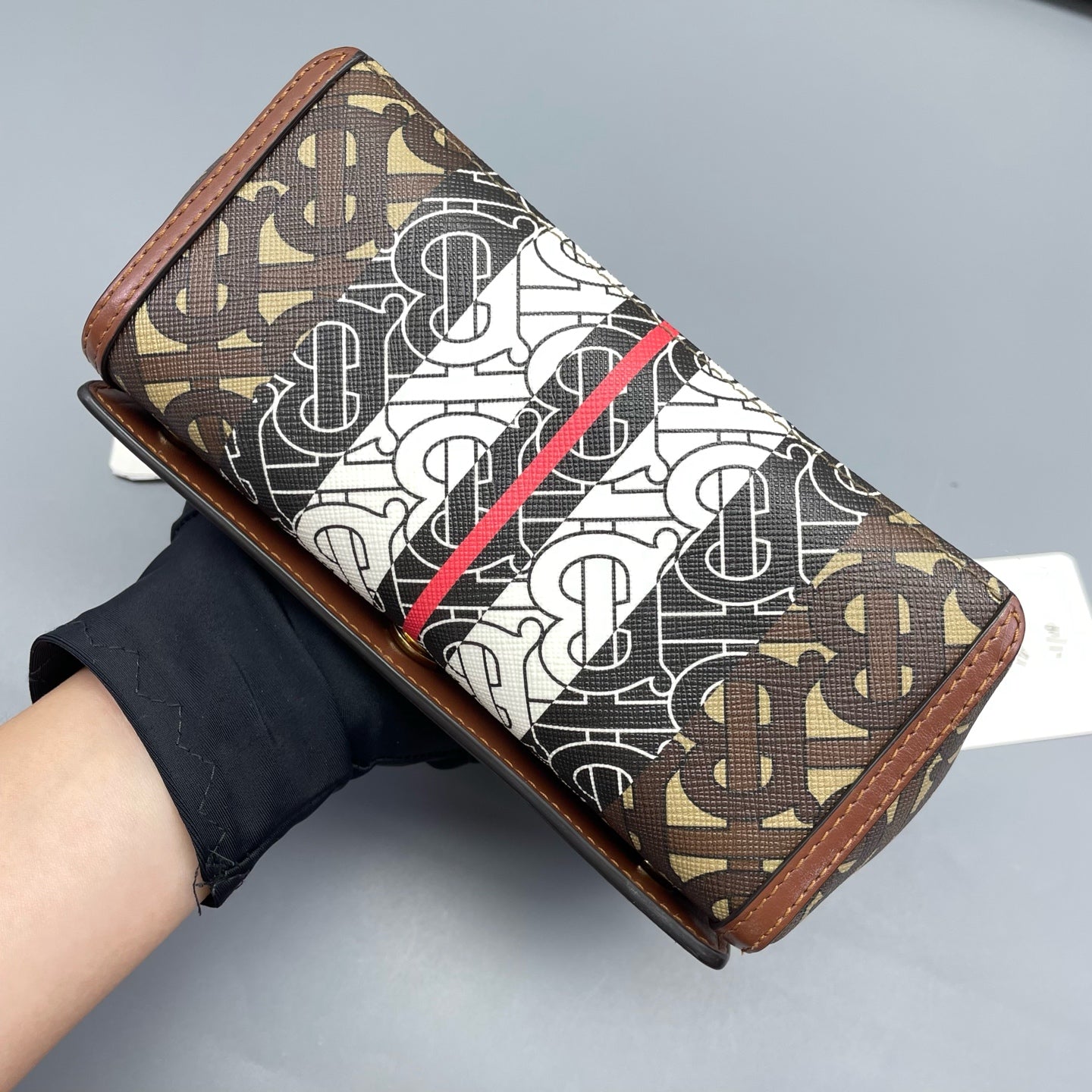 Burberry - TB Monogram Flap Shoulder Bag - Coated Canvas with Leather trim - Multicolour - (small)