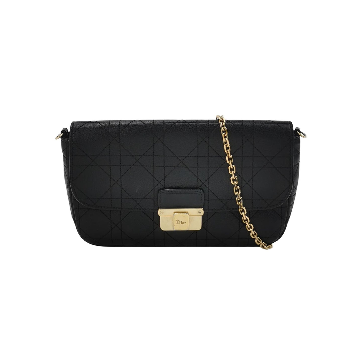 Dior - Cannage Chain Flap Bag - Leather - Black - (mini)