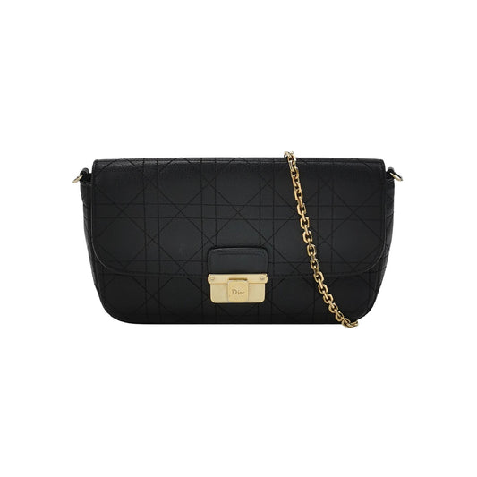 Dior - Cannage Chain Flap Bag - Leather - Black - (mini)