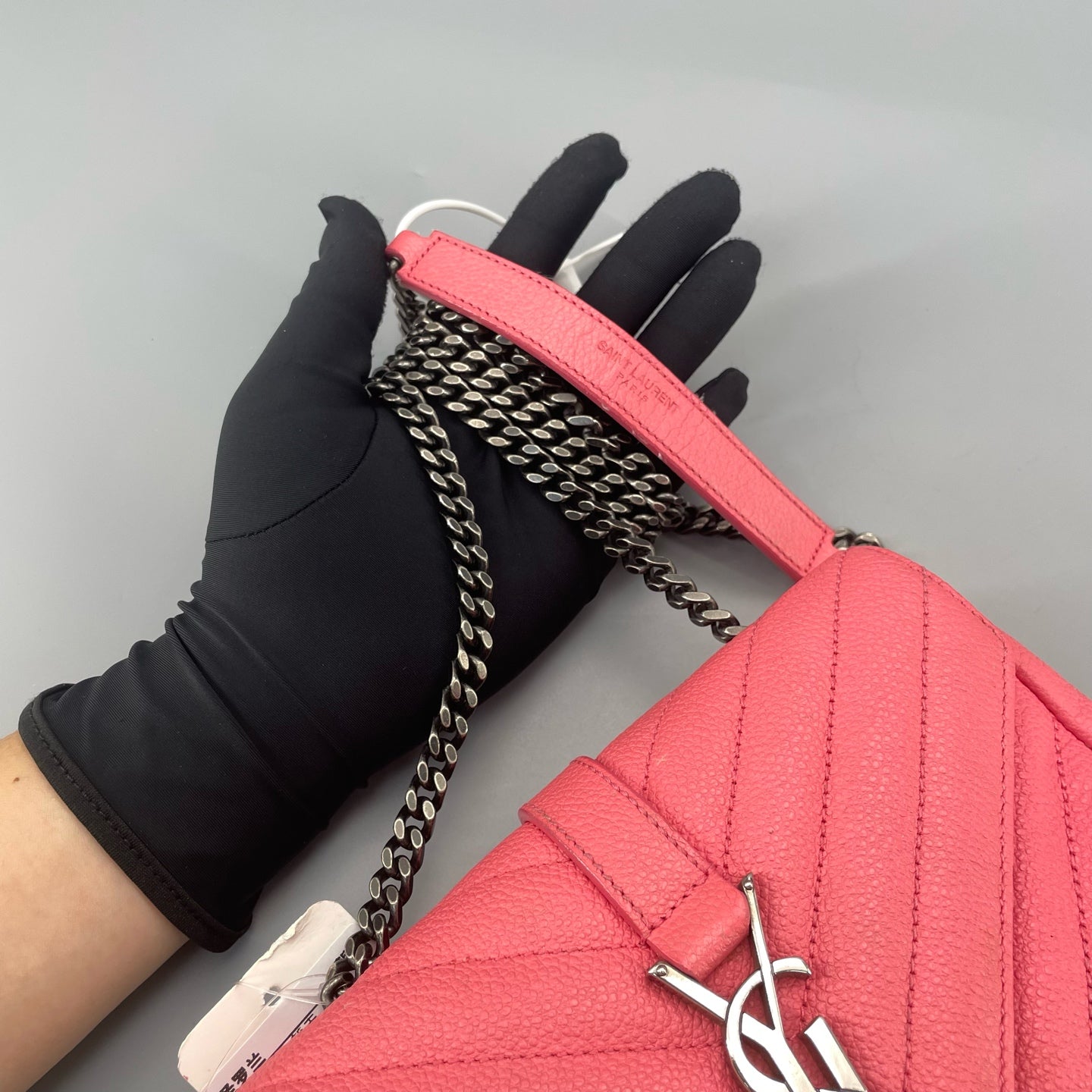 Saint Laurent - College Mini Messenger Bag - Grained leather - Pink - (mini)