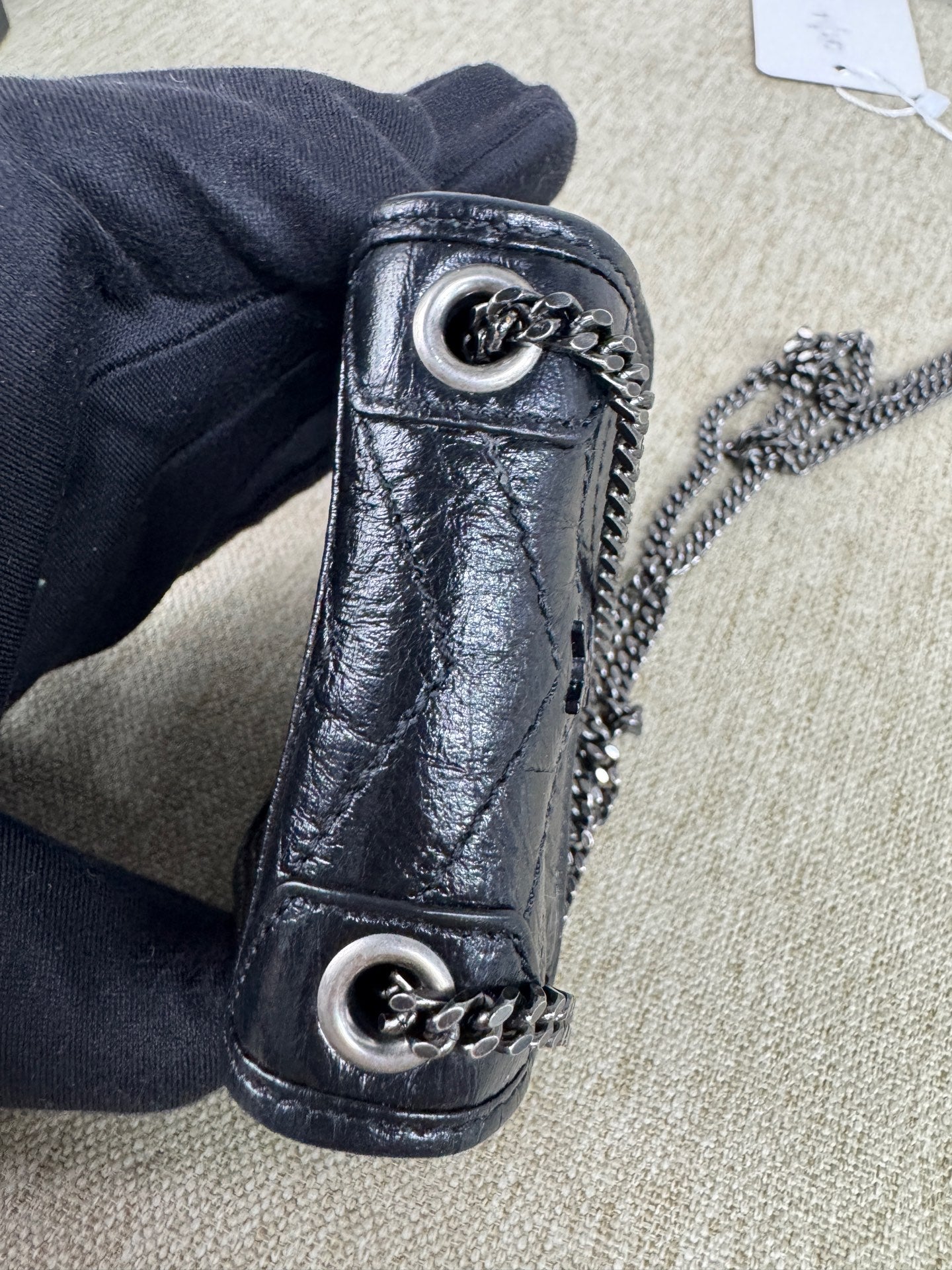 Saint Laurent - Niki Earphone Bag Mini - Crinkled waxed leather - Black - (mini)