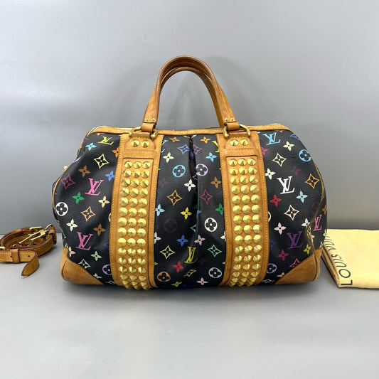 Louis Vuitton - Speedy Multicolour Rivets 40 - Monogram Multicolour canvas with Vachetta leather trim - Black Multicolour with natural tan Vachetta - (large)