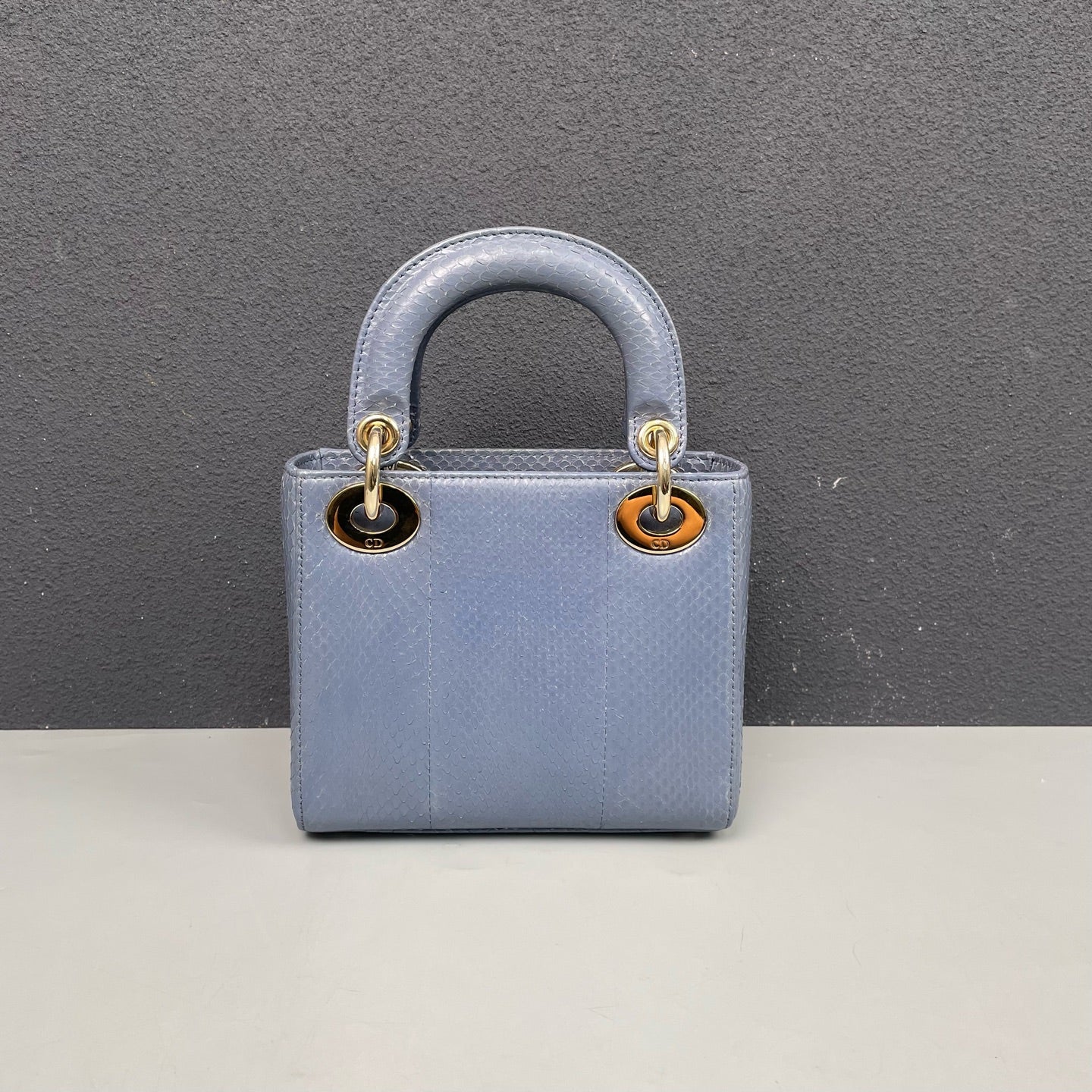 Dior - Lady Dior Mini - Python leather - Dusty Blue with Gold-Tone Hardware - (mini)