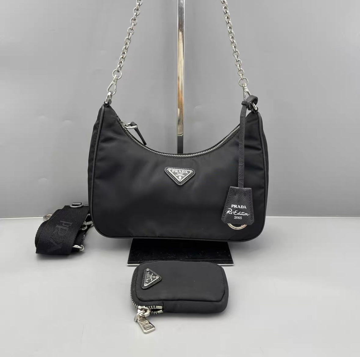 Prada - Re-Edition 2005 Re-Nylon Bag - Re-Nylon and Saffiano leather trims - Black - (small)