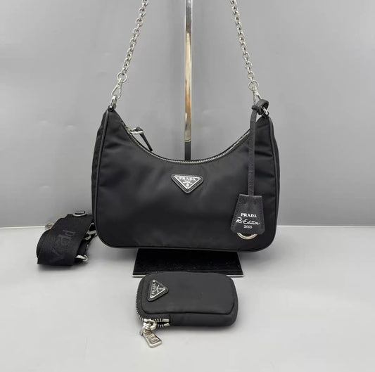 Prada - Re-Edition 2005 Re-Nylon Bag - Re-Nylon and Saffiano leather trims - Black - (small)