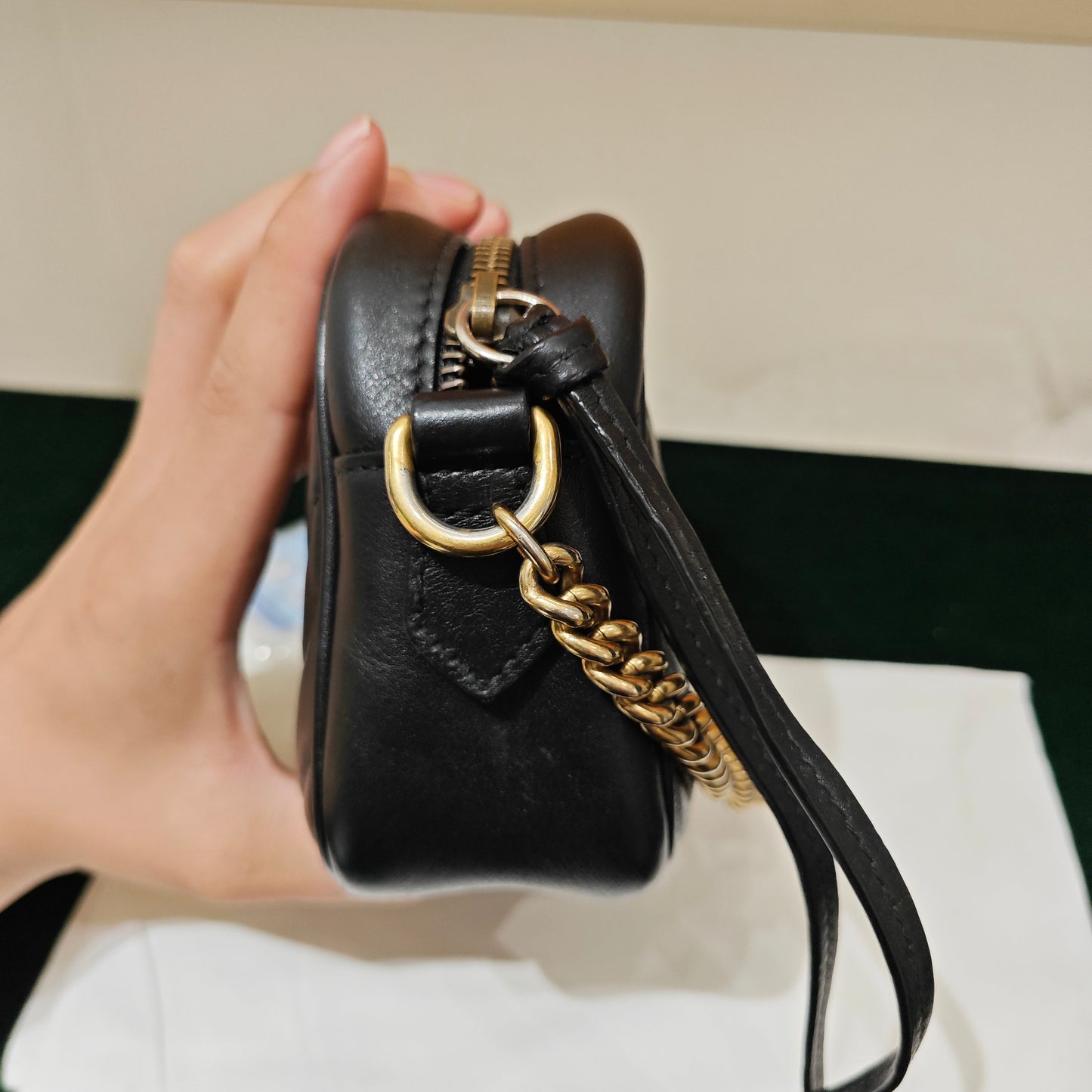 Gucci - GG Marmont Matelassé Mini Camera Bag - Leather - Black with Gold-Tone Hardware - (mini)