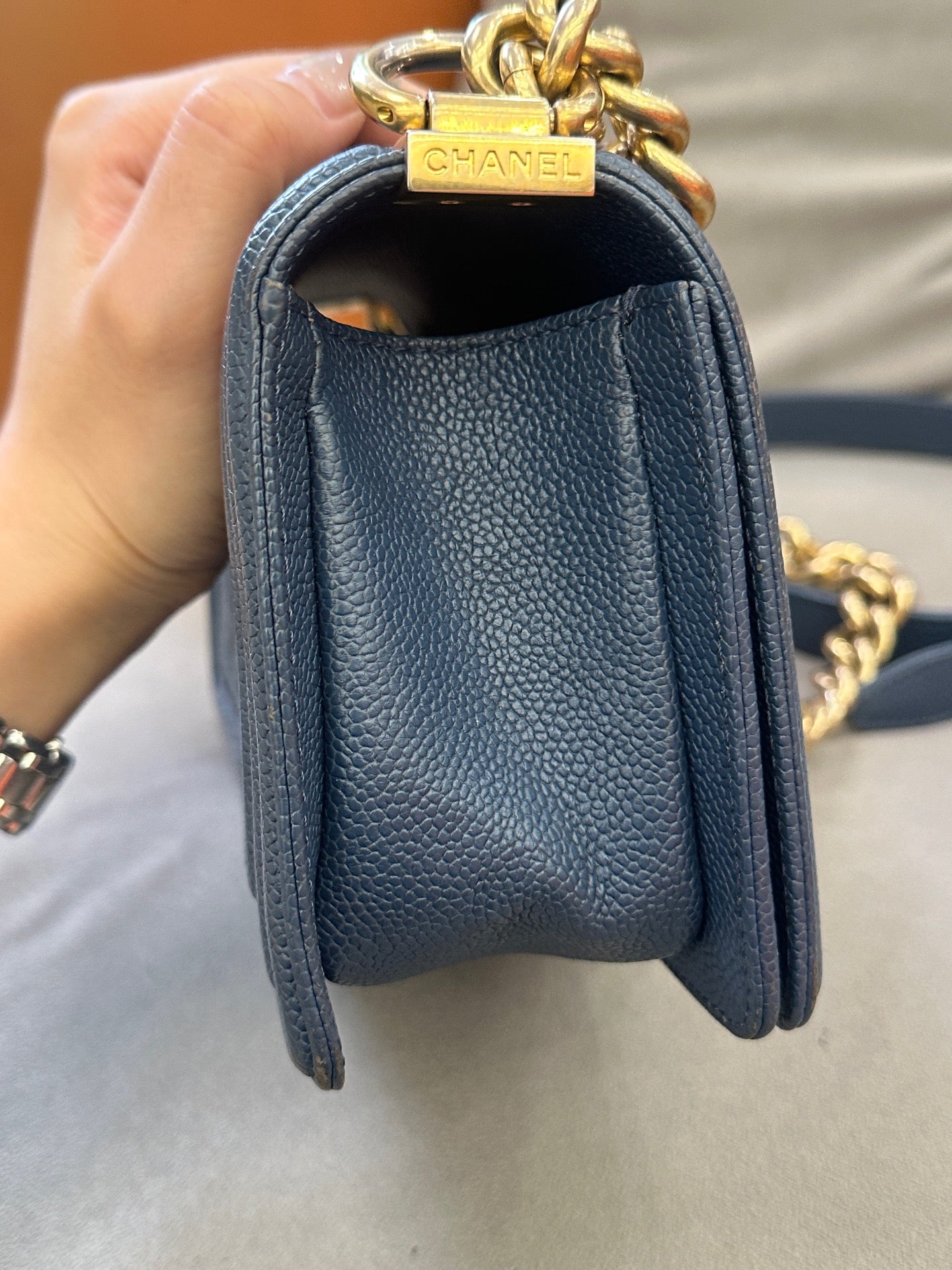 Chanel - Boy Bag Small - Grained calfskin leather - Blue - (Small)