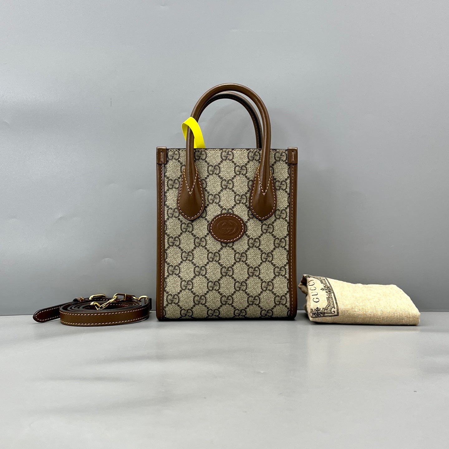 Gucci - Mini Tote Bag - GG Supreme canvas with leather trim - Brown - (mini)