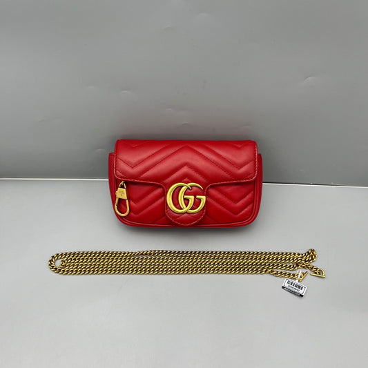 Gucci - Marmont Super Mini Bag - Leather - Red - (mini)