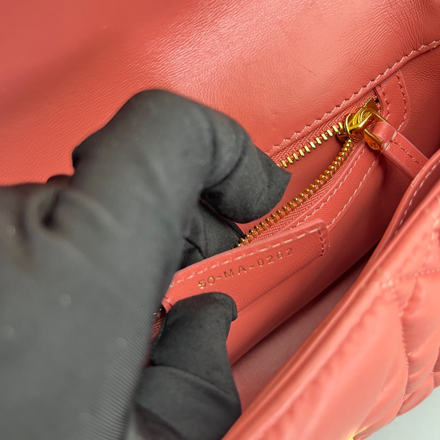 Dior - Caro Puff Chain Bag - Calfskin leather - Coral Pink with Gold-Tone Hardware - (mini)
