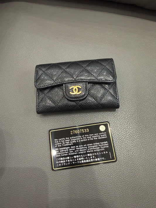 Chanel - Classic Flap Card Holder - Caviar leather - Black with Gold-Tone Hardware - (Small)