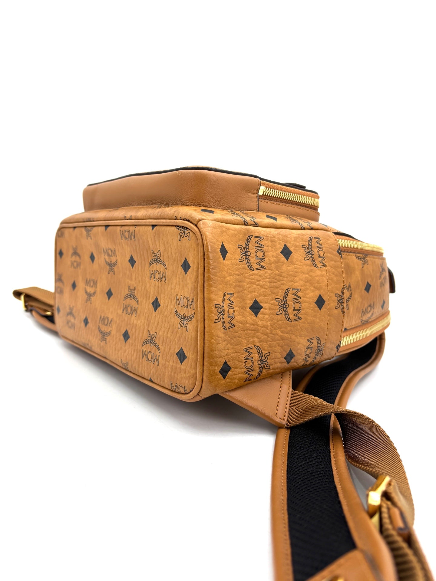 MCM - Stark Visetos Backpack - Visetos coated canvas with leather trim - Brown - (Small)