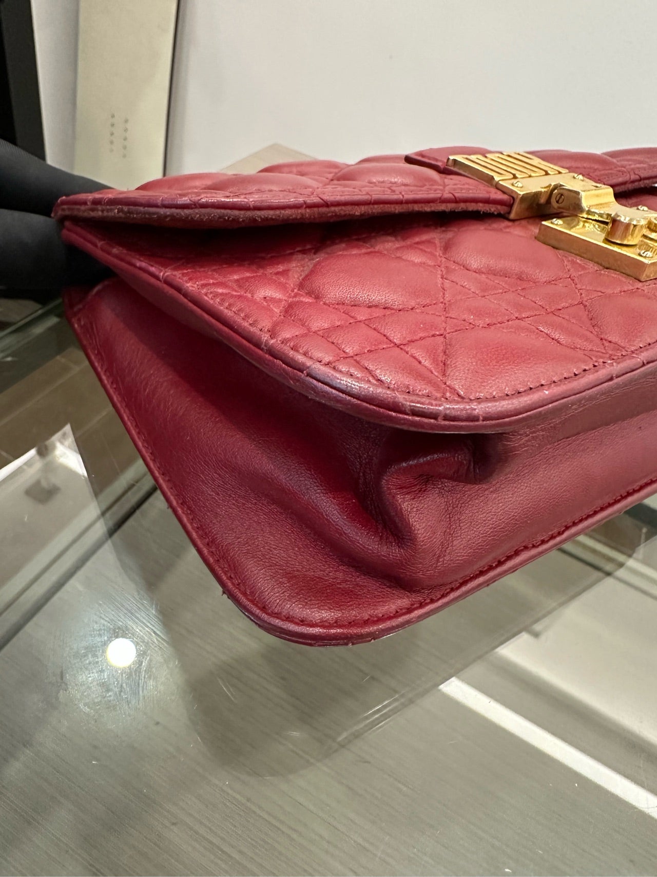 Dior - Addict Flap Shoulder Bag - Lambskin leather - Red with Gold-Tone Hardware - (Medium)