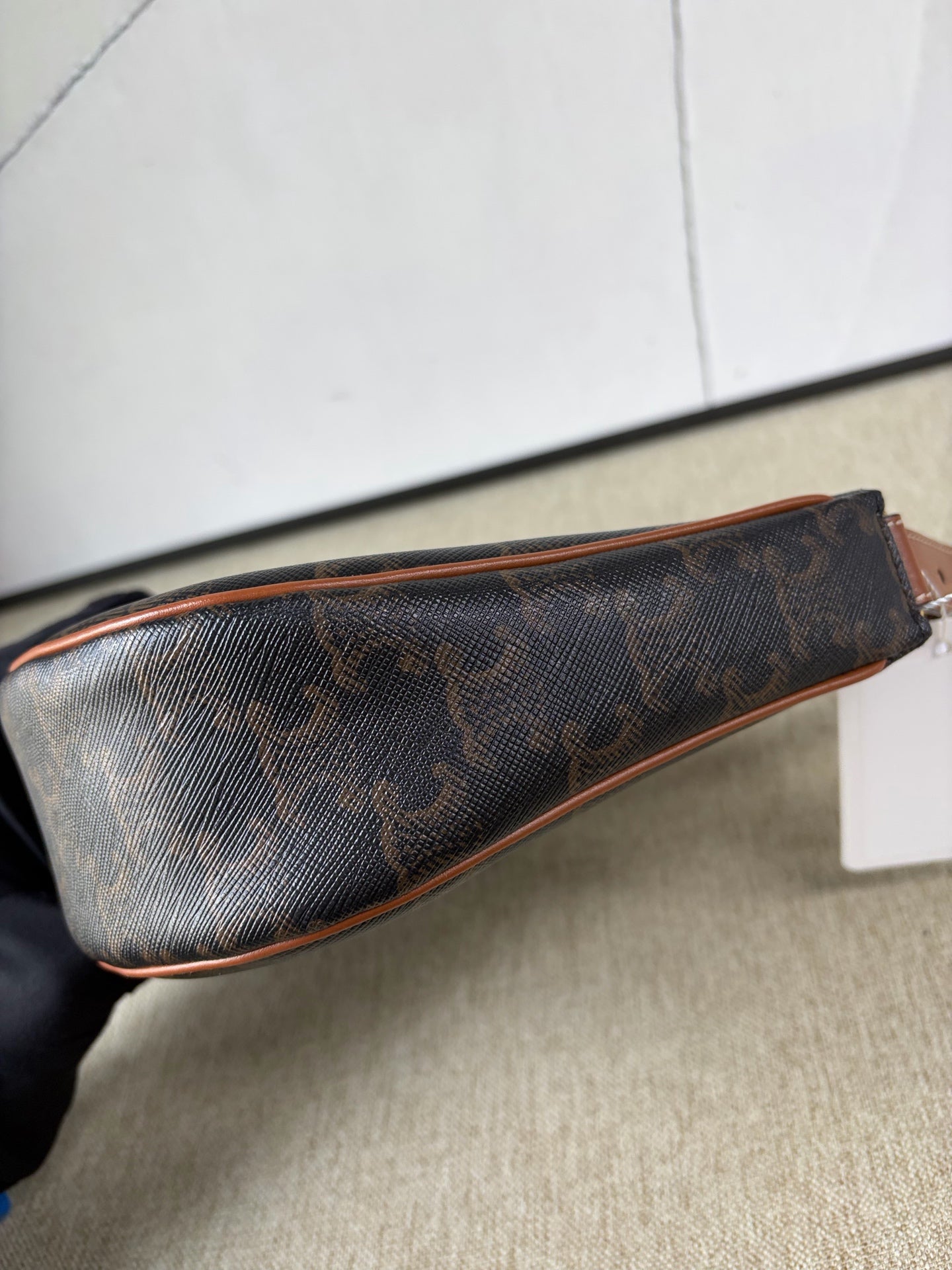 Celine - AVA Classic Triomphe Shoulder Bag - Triomphe coated canvas with calfskin leather trim - Brown - (mini)