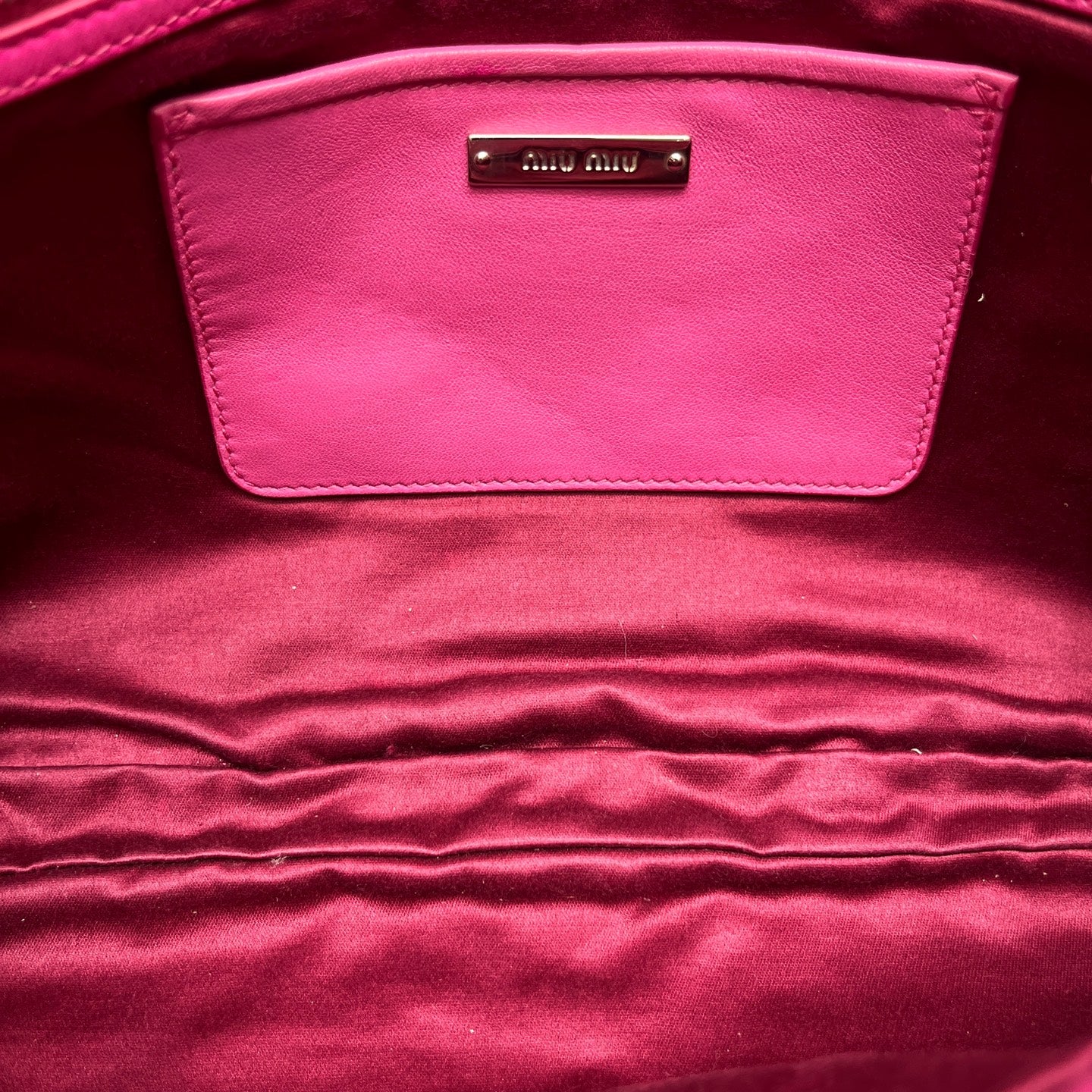 Miu Miu - Ruched Gemstone Chain Flap Shoulder Bag - Leather - Pink - (Medium)