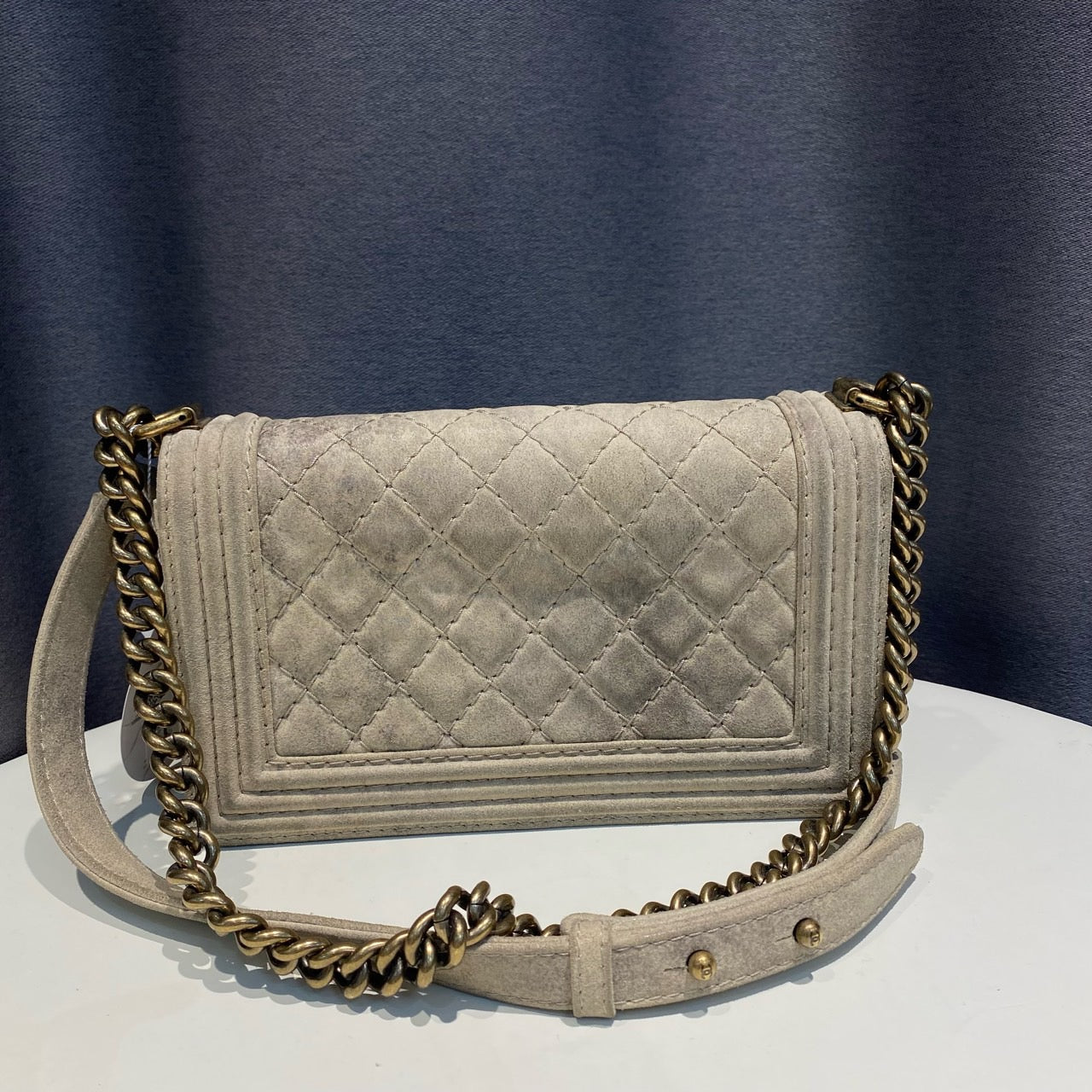 Chanel - Boy Bag - Suede - Grey - (Medium)