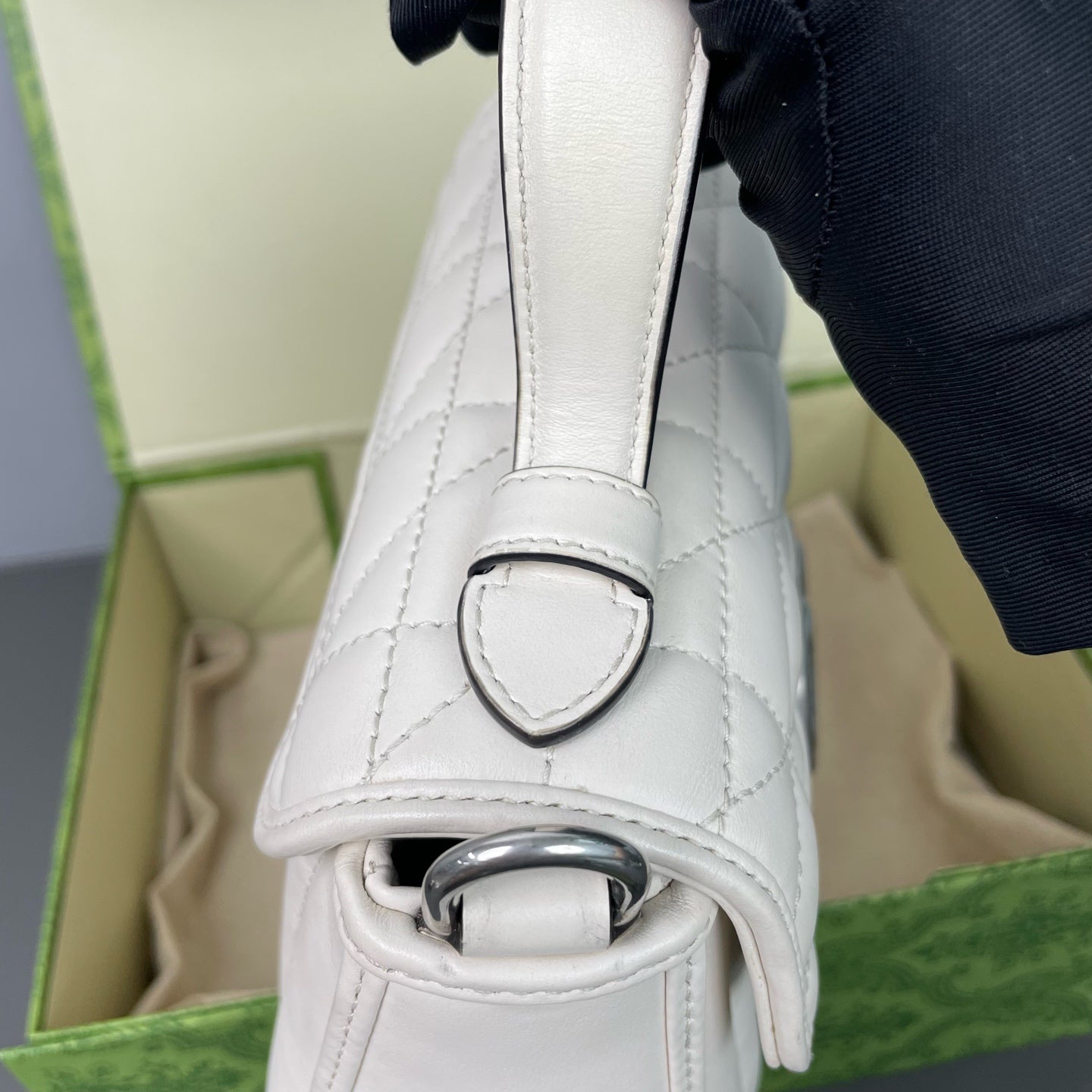 Gucci - GG Marmont Mini Top Handle Bag - Leather - White - (mini)
