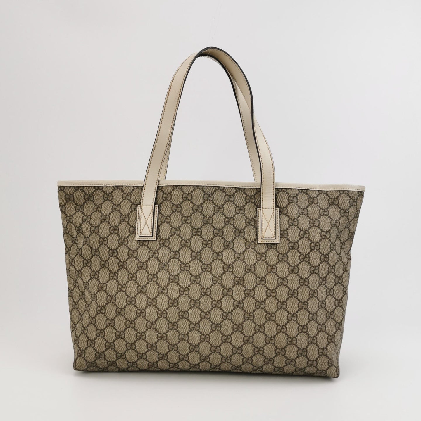 Gucci - GG Supreme Tote Bag - GG Supreme coated canvas with leather trim - Beige - (Medium)
