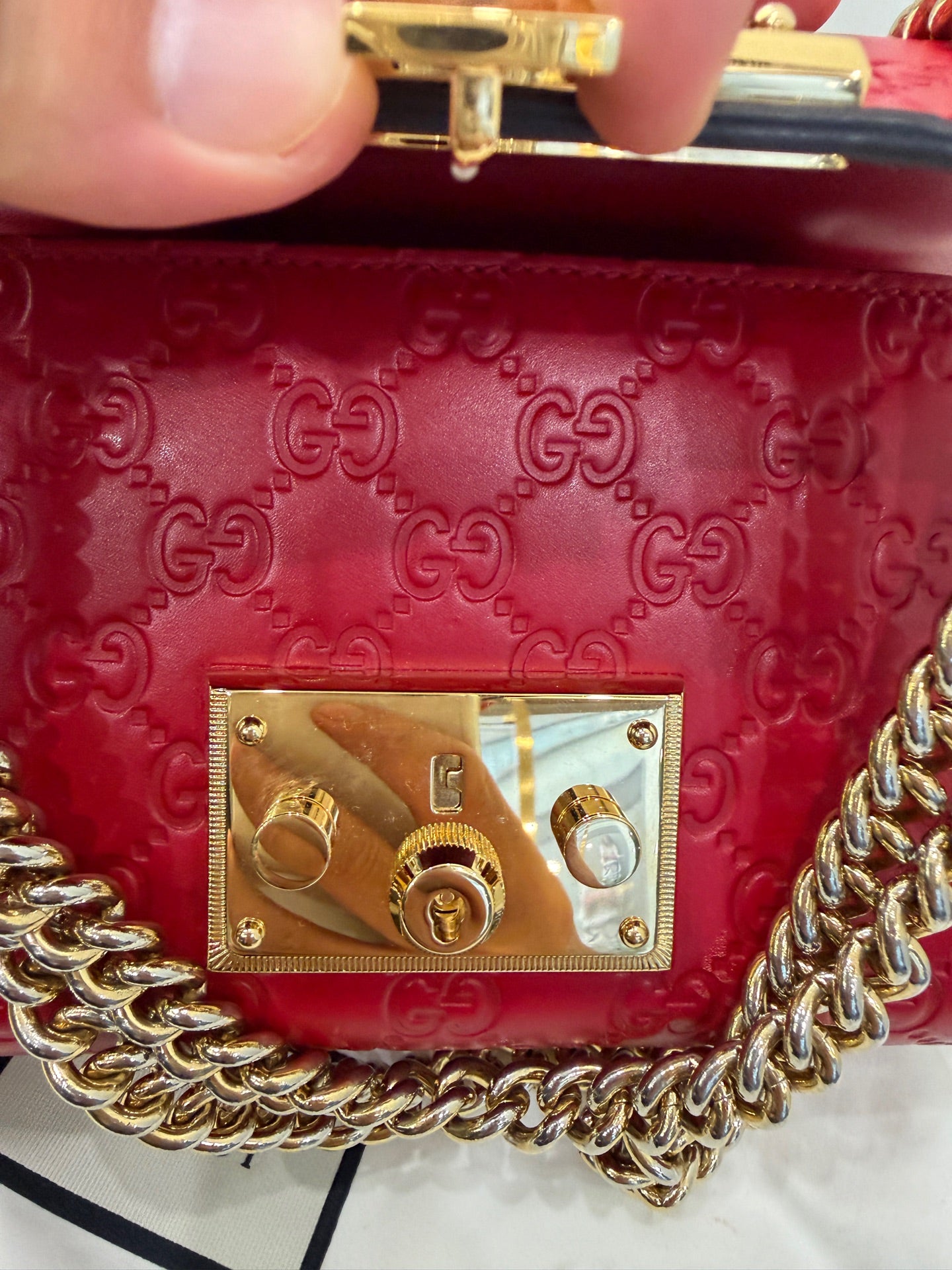 Gucci - Padlock - Guccissima embossed leather - Red - (small)