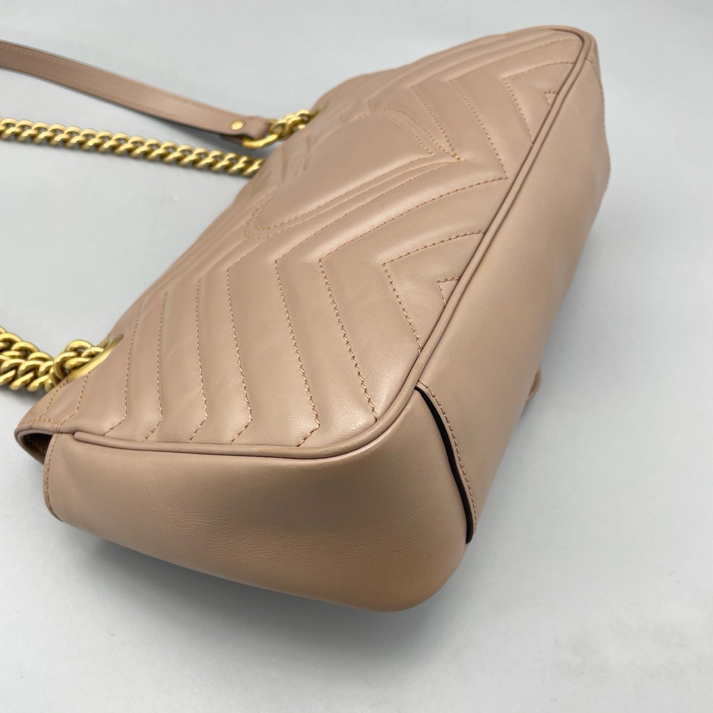 Gucci - GG Marmont Small Shoulder Bag - Leather - Beige - (small)
