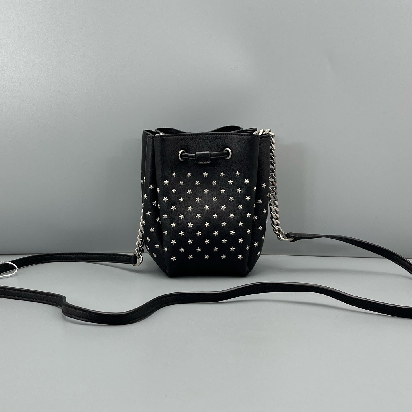 Saint Laurent - Studded Drawstring Bucket Bag - Grained leather - Black - (mini)