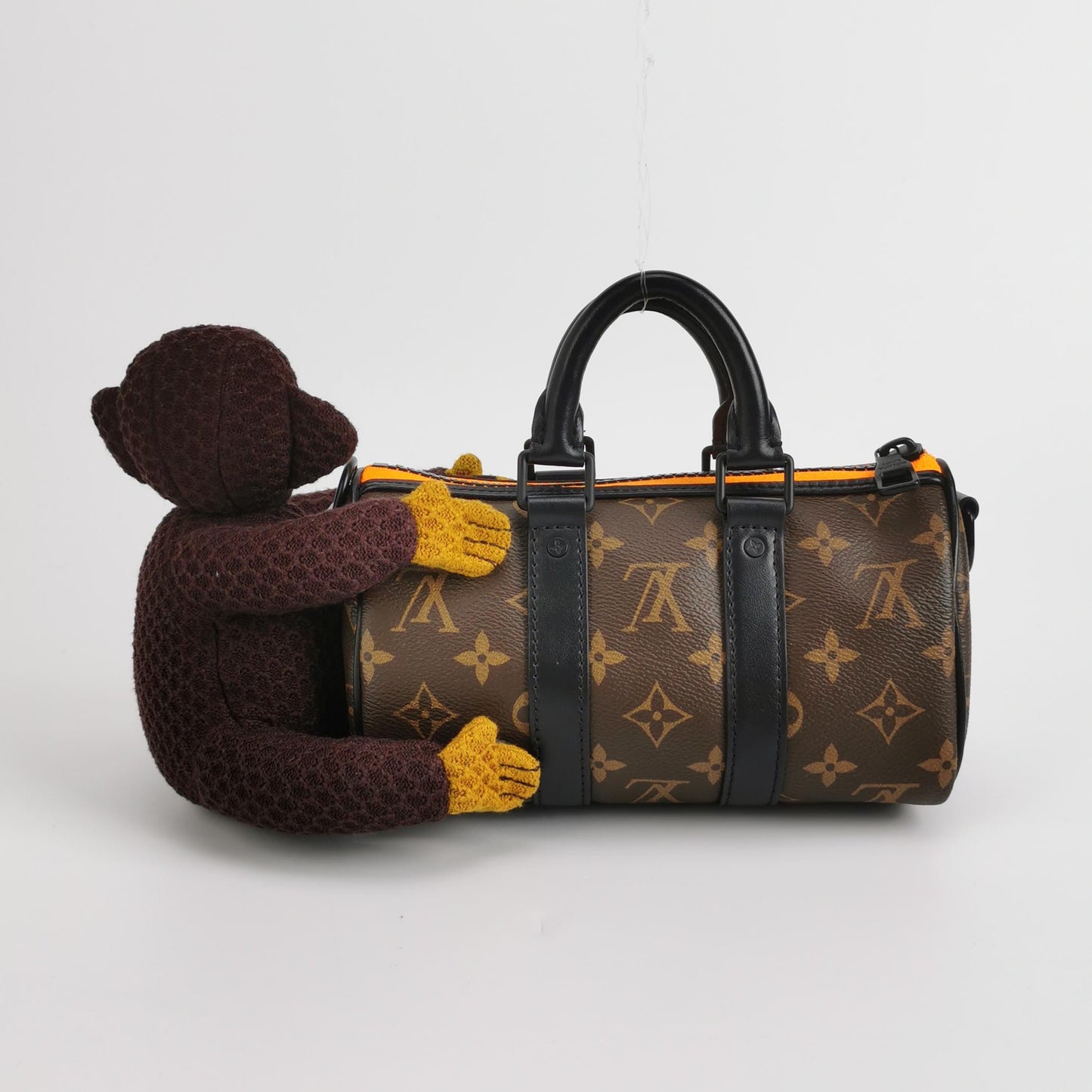Louis Vuitton - Nano Keepall M80118 (NIGO collaboration) - Monogram coated canvas with leather trim and knitted textile monkey - Brown, Black, Orange - (mini)