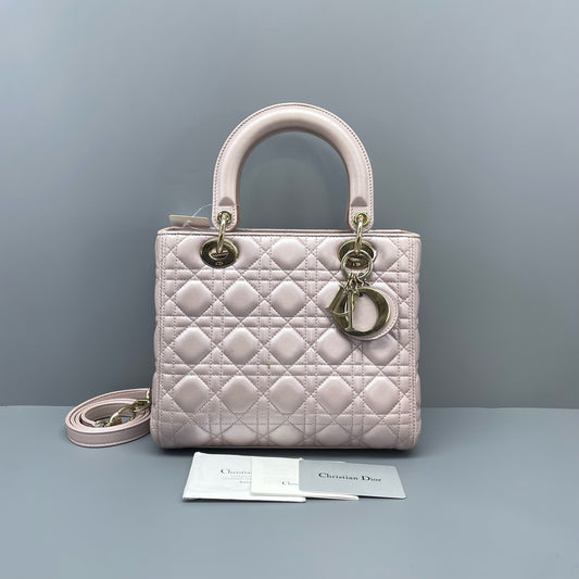 Dior - Lady Dior - Lambskin leather - Pink - (Medium)