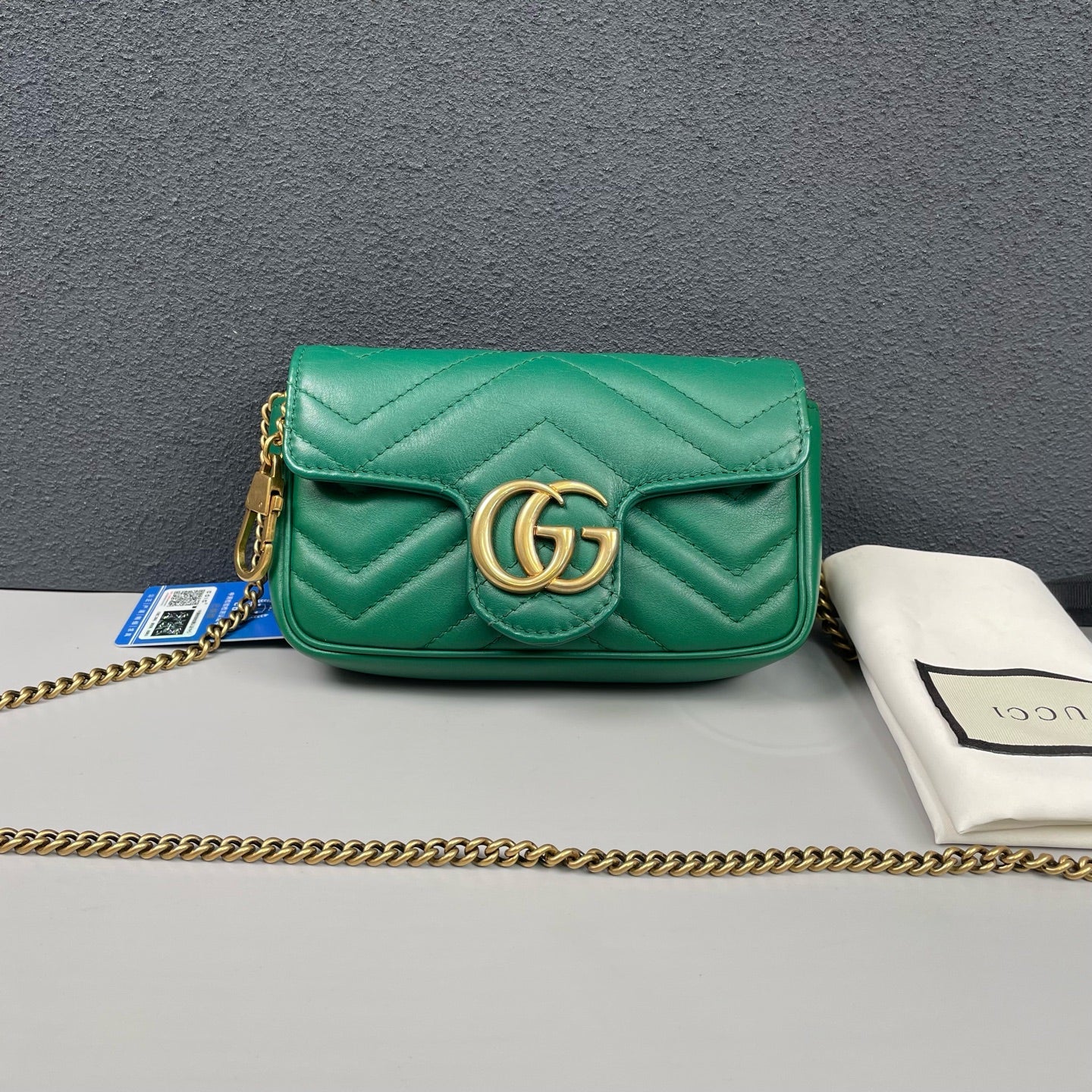 Gucci - GG Marmont Mini Chain Bag - Leather - Green - (mini)