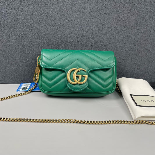 Gucci - GG Marmont Mini Chain Bag - Leather - Green - (mini)
