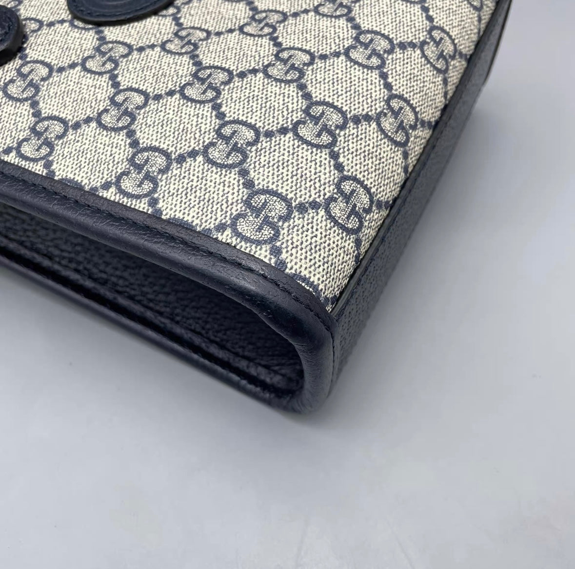 Gucci - GG Supreme Mini Tote Bag - Coated canvas with leather trim - Navy - (mini)