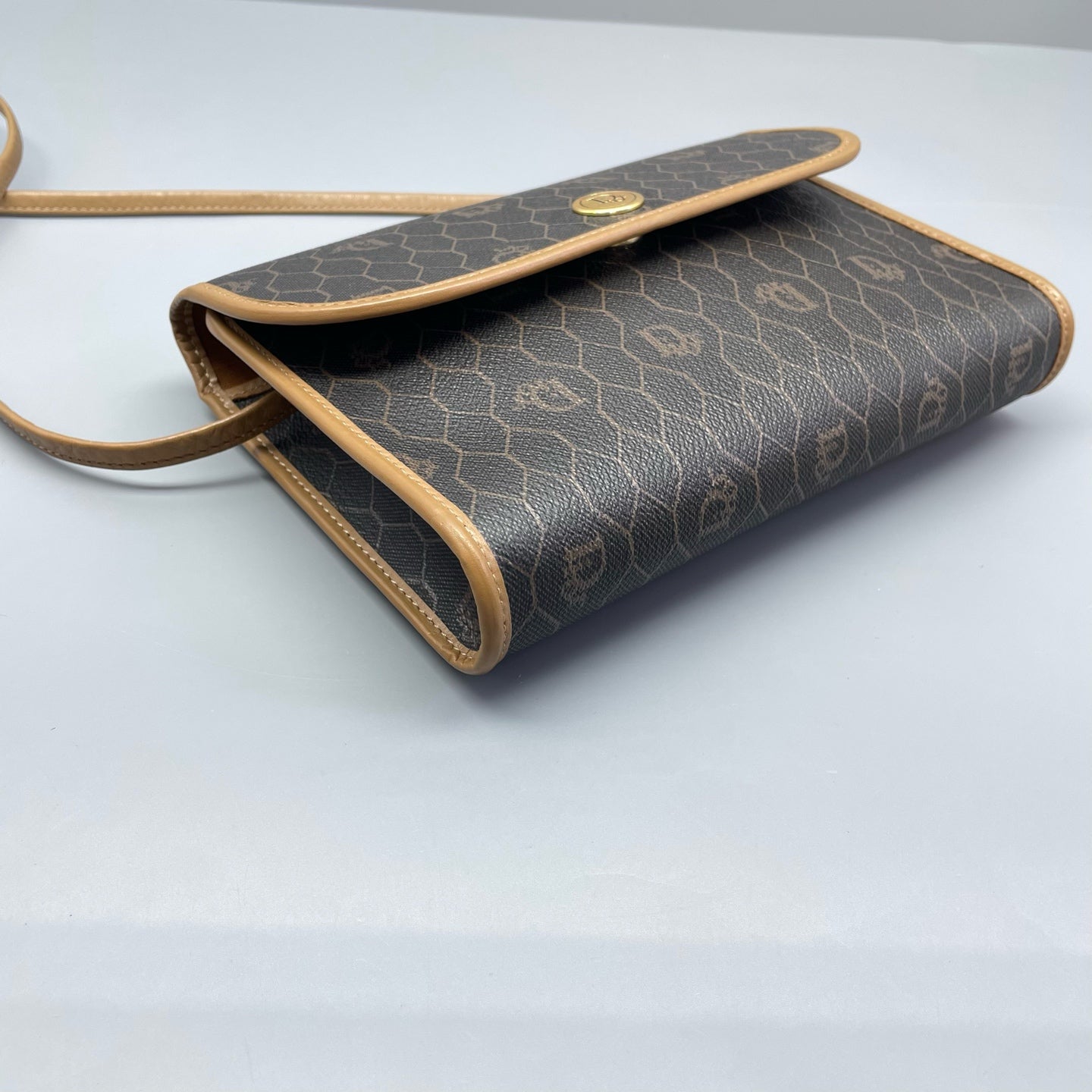 Dior - Vintage Honeycomb Flap Shoulder Bag - Coated canvas with leather trim - Brown - (Small)