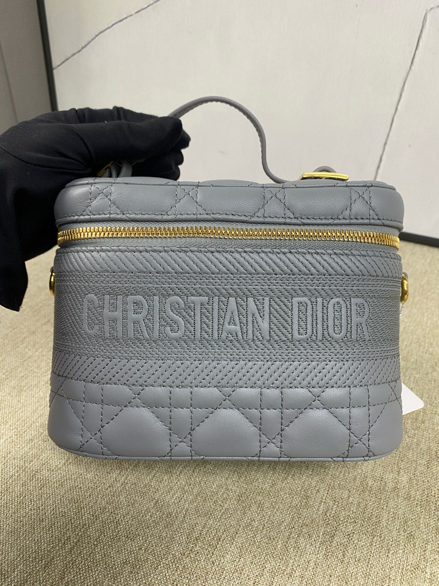 Dior - Travel Vanity Case Small - Lambskin leather and textile - Grey - (Small)