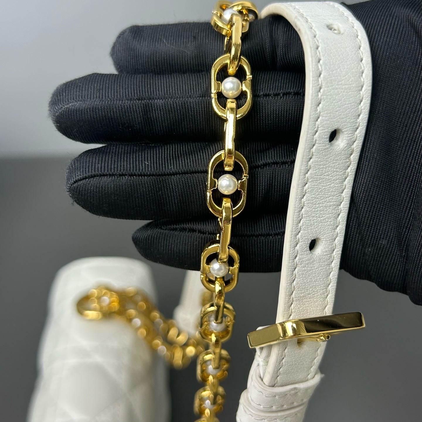 Dior - Mini Jolie Pearl Bag - Grained calfskin leather - White - (mini)