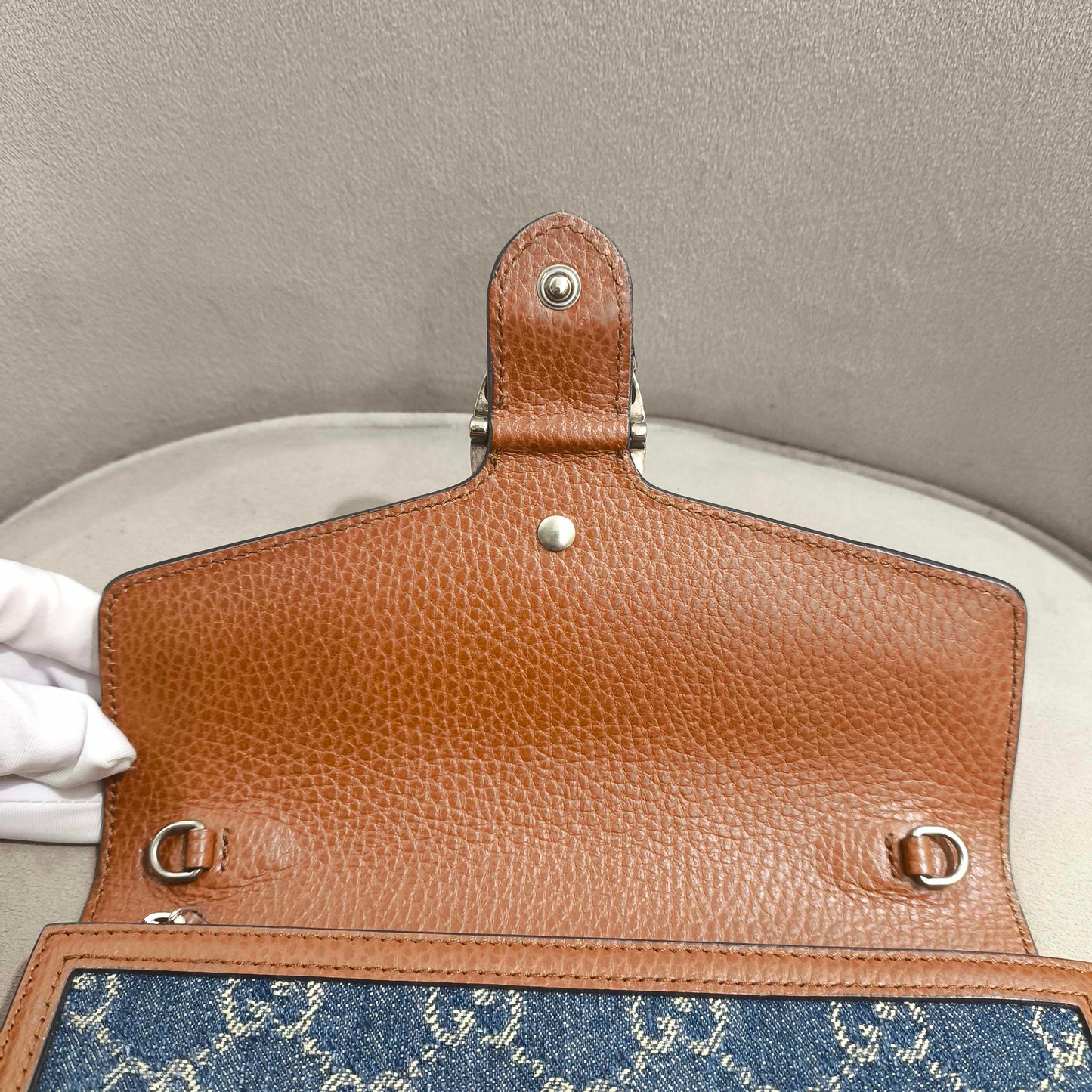 Gucci - Dionysus - Blue denim and brown grained leather - Blue with brown trim - (mini)