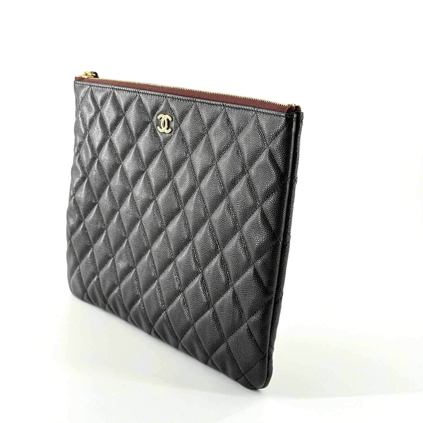 Chanel - Classic Quilted Clutch - Leather - Black - (Medium)
